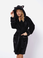Халат жіночий великого розміру з капюшоном Aruelle Dionella bathrobe XL Чорний (5905616140711) - зображення 4