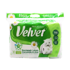 Туалетная бумага Velvet Camomile трехслойная 150 отрывов 12 рулонов
