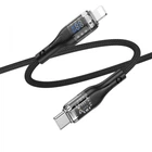 USB кабель Hoco U115 Transparent With Display PD20W Type-C to Lightning 1.2m, Black