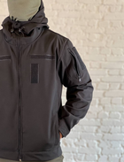 Куртка військова флісова SoftShell осінь/зима Чорна XL - зображення 7