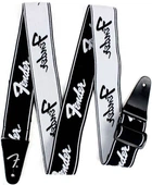 Ремень гитарный Fender STRAP 2" WEIGHLESS RUNNING LOGO BLACK/WHITE