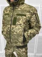 Мужской зимний Бушлат-бомбер грета с меховой подкладкой / Куртка с капюшоном пиксель размер M - изображение 1