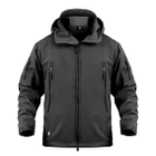 Мужская демисезонная Куртка с капюшоном Softshell Shark Skin 01 на флисе до -10°C черная размер L - изображение 5