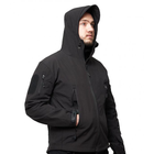Чоловіча демісезонна Куртка з капюшоном Softshell Shark Skin 01 на флісі до -10°C чорна розмір XL - зображення 6