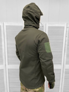 Утепленная мужская Куртка с капюшоном Softshell на флисе / Плотный Бушлат хаки размер XXL - изображение 4