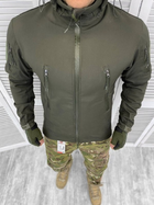 Утепленная мужская Куртка с капюшоном Softshell на флисе / Плотный Бушлат хаки размер XL - изображение 2