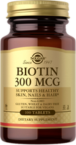 Suplementy diety Solgar Biotin 300 mcg 100 tabletek (0033984002807) - obraz 1