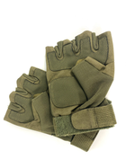Тактические военные перчатки с открытыми пальцами перчатки беспалые Хаки XL - изображение 2