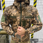 Осенняя мужская Куртка с капюшоном Softshell на флисе пиксель размер XXL - изображение 1
