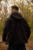 Утеплена чоловіча куртка з капюшоном SoftShell на флісі чорна розмір XL - зображення 2