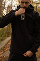 Утеплена чоловіча куртка з капюшоном SoftShell на флісі чорна розмір 2XL - зображення 4