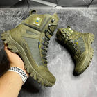 Мужские износостойкие Берцы с патриотическим принтом / Демисезонные ботинки с мембраной хаки размер 44 - изображение 5