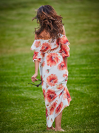 Sukienka trapezowa damska Awama A311 106847 XL Czerwona/Kwiaty (5902360542181) - obraz 11