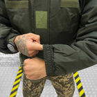 Чоловіча зимова Куртка з Капюшоном та флісовою підкладкою / Водонепроникний Бушлат на Силіконі олива розмір XL - зображення 3