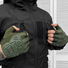 Демісезонна чоловіча Куртка SoftShell з капюшоном та додатковими кишенями чорна розмір S - зображення 2