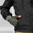 Демісезонна чоловіча Куртка SoftShell з капюшоном та додатковими кишенями чорна розмір S - зображення 3