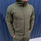 Зимний мужской Костюм SoftShell на флисе / Водонепроницаемый Комплект Куртка с капюшоном + Брюки хаки размер M - изображение 3