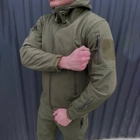 Зимний мужской Костюм SoftShell на флисе / Водонепроницаемый Комплект Куртка с капюшоном + Брюки хаки размер M - изображение 4