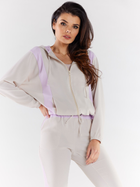 Bluza damska rozpinana streetwear z kapturem Awama A495 1419335 L Beżowa (5902360568150) - obraz 1