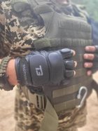 Перчатки тактические полевые кожаные без пальцев для силовых структур TACTIGEAR PS-8801 Patrol Black L (OPT-6991) - изображение 5