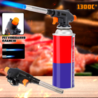 Горелка газовая с пьезоподжигом и регулировкой пламени Reba Gas Flame Gun туристическая, на баллон с сжиженным газом