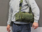Поясная тактическая сумка военная B04 MOLLE через плечо молли олива зеленая - изображение 2