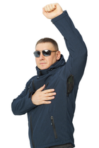 Костюм мужской универсальный Soft shel куртка брюки на флисе темно синий меланж 48 водонепроницаемый защита от ветра с флисовой утепленной подкладкой - изображение 4