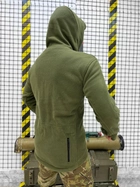 Мужская флисовая кофта с капюшоном олива размер 2XL - изображение 5