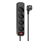 Удлинитель HOCO сетевой NS1fast charge 4Sockets 4000W 20W/3A PD/QC 1.8m black