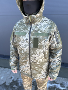Водонепроникна Куртка піксель чоловіча тактична Soft shell демісезонна (на блискавці з капюшоном) XL - зображення 15
