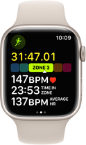 Smartwatch Apple Watch Series 8 GPS + Cellular 41mm Starlight Aluminium Case with Starlight Sport Band (MNHY3) - obraz 3