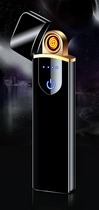 Зажигалка аккумуляторная электроимпульсная Lighter USB Classic Черная глянец