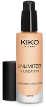 Podkład Kiko Milano Unlimited Foundation SPF 15 Warm Beige 45 trwały 30 ml (8025272649377)