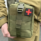 Аптечка підсумок на пояс з molle військова сумка - підсумок аптечка Tactic тактична армійська аптечка Олива (1025-olive) - зображення 1