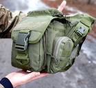 Универсальная тактическая сумка через плечо Tactic однолямочная военная сумка Олива (863-olive) - изображение 7