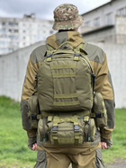 Тактический штурмовой рюкзак с подсумками Tactic военный рюкзак 55 литров Олива (1004-olive) - изображение 3