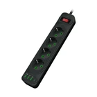 Фільтр мережі Voltronic 4 розетки EU 3 USB PD 2500 Вт 2 м чорний