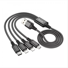 Мульти-кабель Hoco X76 Super charging 4-in-1 USB to Lightning, Lightning, Micro USB, Type-C, 1м black