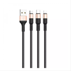 Мульти-кабель Hoco X26 Xpress 3-in-1 USB to Lightning, Micro USB, Type-C, 1м black