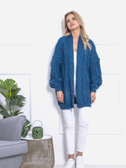 Kardigan damski z bufiastymi rękawami Fobya Cardigan F715 L-XL Niebieski (5902553679540)