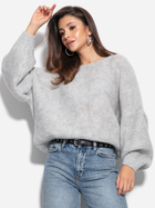 Sweter damski luźny Fobya Sweater F1102 One size Szary (5903707111558) - obraz 3