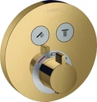 Наружная часть термостатического смесителя для душа HANSGROHE ShowerSelect S 15743990 золото 2 потребителя
