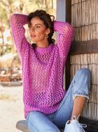 Sweter z golfem damski ażurowy Kamea K.21.617.45 One Size Różowy (5903246744309) - obraz 4