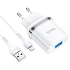 Адаптер сетевой Hoco Lightning Cable Ardent charger set N1 |1USB, 2.4A, 12W| (Safety Certified) белый