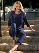 Piżama (spodnie + bluza) DKaren Set Loretta 2XL Navy Blue (5903251377806) - obraz 1