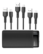 Набір 4в1 - 3 окремі кабелі + УМБ акумулятор (Power Bank) 20000mAh Forever TB-100L black