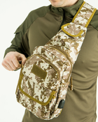Сумка тактическая пиксель через плечо с одной лямкой, рюкзак нагрудный - изображение 7