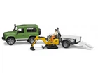 Набір машин Land Rover Defender з причепом та міні-екскаватором JCB, Bruder, 02593