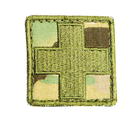 Шеврон, патч, эмблема нарукавная, на аптечку Крест, цвет оливковый на липучке Размер 4,5*4,5 см - изображение 1