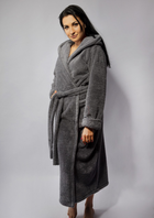 Халат жіночий теплий з капюшоном DKaren Diana 2XL Grey (5903251437432) - зображення 5